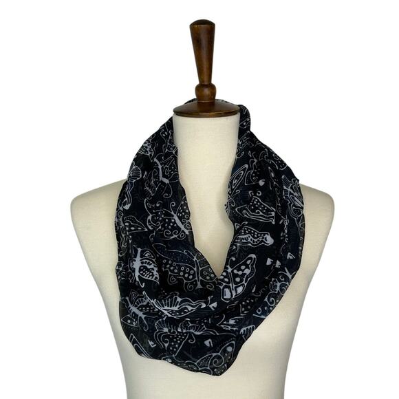 Laurel Burch Artistic Infinity Scarf Butterfly Collection - Black/White NWT - Picture 1 of 10
